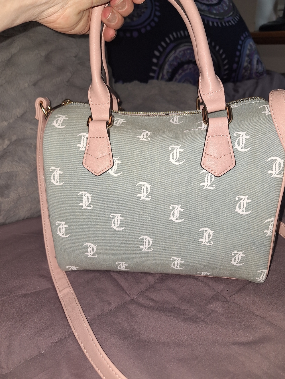EXCLUSIVE Juicy Couture Pink and Gray Logo Crossbody Satchel - Picture 4 of 7